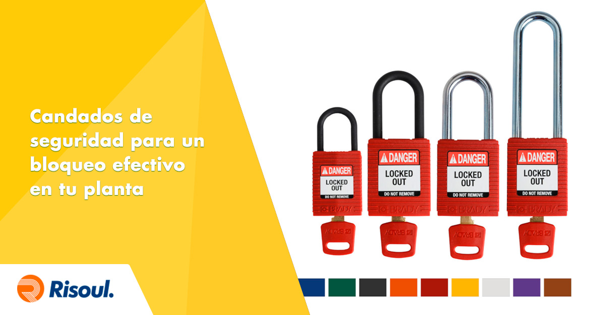 Candado de bloqueo rojo de nailon no conductor, con arco de metal “Safekey”